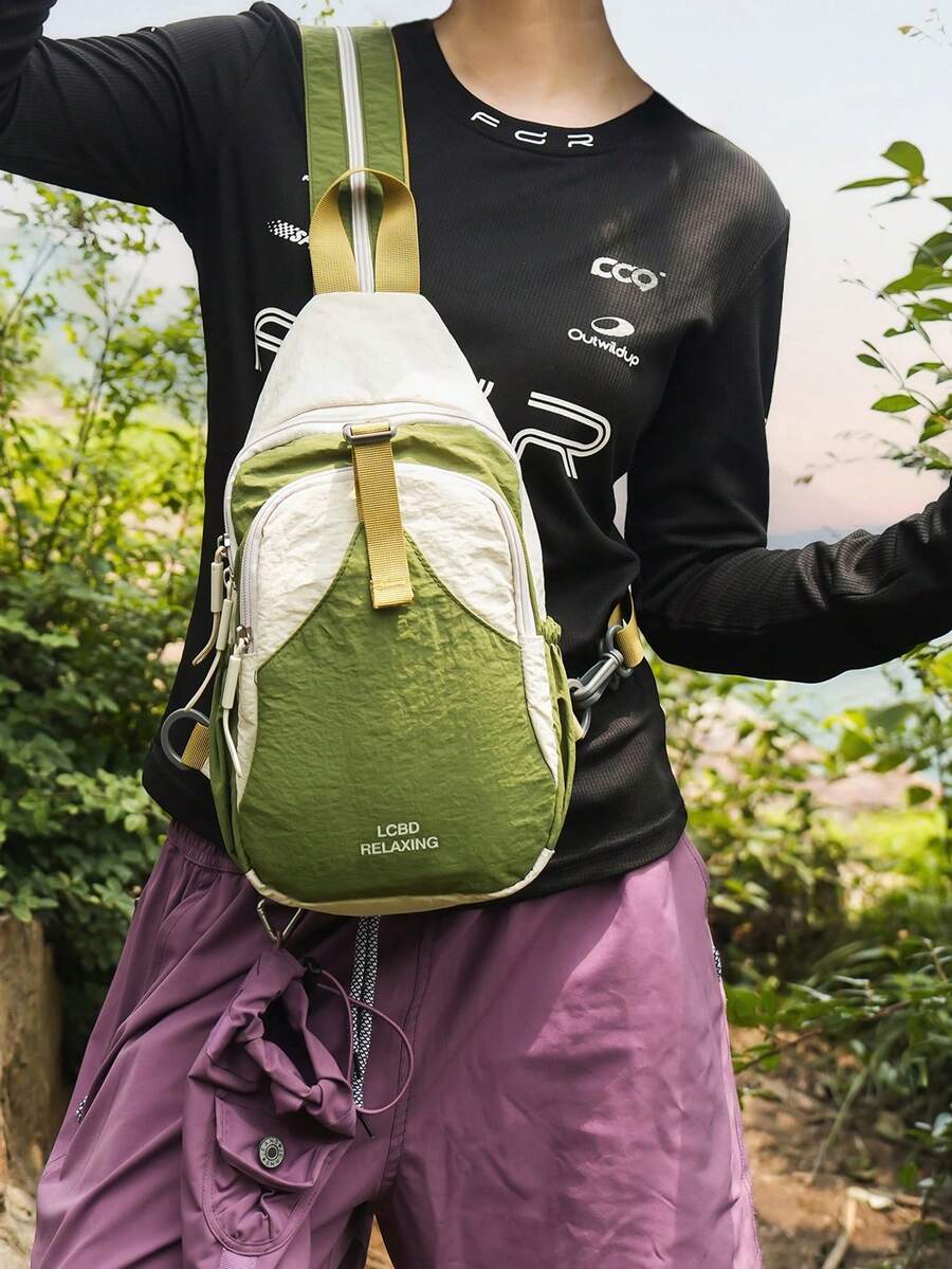 Casual, Fashionable, Handsome Crossbody Bag, Chest Bag, Travel Bag, Single Shoulder, Dual Shoulder Bag - Green - View 1