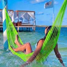 Rede De Dormir Nylon Tarrafa Camping Caça Pesca Varias Cores - Verde Limão - Visão 11