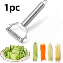 1pc Multi-Function Metal Vegetable Peeler, Dual Blade Design For Peeling, Slicing, Shredding, With Built-In Eye Remover To Easily Remove Potato Eyes. Sharp Blade For Smooth Cutting, Suitable For Cucumber, Carrot, Potato, Apple And Other Ingredients, Handle With Hanging Hole For Convenient Storage, Easy To Clean With Water, Practical Kitchen Tool For Home Cooking And Food Preparation - Multicolor - View 14