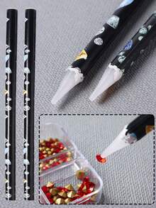 鑽石畫筆、水鑽拾取器、美甲點花筆、自黏樹脂拾取器、寶石蠟筆、珠寶拾取工具，適用於美甲 DIY 裝飾 - 彩色 - 查看 8