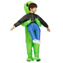 Green Alien Inflatable Monster Kids Halloween Costume Carrying Cosplay - A - View 4