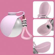 Portable Cat And Dog Water Bottle 285ML Stainless Steel Travel Dog Water Dispenser With Bowl Anti Overflow Small Dog Water Bottle, Suitable For Walking And Hiking Small Cats And Dogs Water Bottle (2 Colors Optional) - Pink - View 3