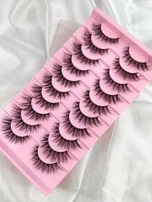 Hinarin 10 Pairs False Eyelashes 13mm Cat Eye Eyelashes 3D Fox Eye Lashes End Eye Elongated Fake Lashes Faux Mink Lashes Natural Look Eyelashes Short Lash Extension Makeup Fake Eyelashes - View 4