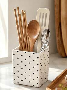1pc Heart Pattern Multi-Functional Storage Organizer Box - Cutlery Storage Box, Desktop Organizer (Suitable For Storing Cutlery, Straws, Tea Bags, Pens, Remote Controls); Compact And Space-Saving, Suitable For Kitchen, Office, Living Room (Please Note The Size Before Ordering) - Multicolor - View 6