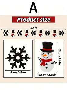 1PC-Christmas Wooden Bead Banner With Snowman And Snowflake Decorations, Christmas Bunting, For Fireplace Decor - Christmas Home Wall Decor - Winter Hanging Decorations - Multiple Styles - View 3