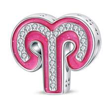 1pc Silver-Plated 12 Zodiac Signs Hollow Beads, Full Set Of Zodiac Symbols With Soft Pink Enamel And Full Zirconia Stones, Sweet Girl Style, Suitable For Various Basic Bracelets And Necklaces, Handmade DIY Jewelry Accessories, Zodiac Memorial Gift Accessories - Multicolor - View 14