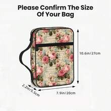 Vintage Rose Sheet Music Pink Floral Cream Bible Cover Case For Women Men| Musical Large Bible Carrying Bag With Handle, Book Protector Case For Christian Church Accessories - Pink Rose Music Note - View 3
