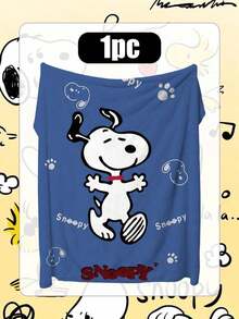 Snoopy White Background Big Head Multi-Character Cartoon Dog Print Flannel Throw Blanket, Graffiti Pattern, Soft And Comfortable, Suitable For Sofa, Bedroom And Daily Home Decor - Multiple Styles - View 7