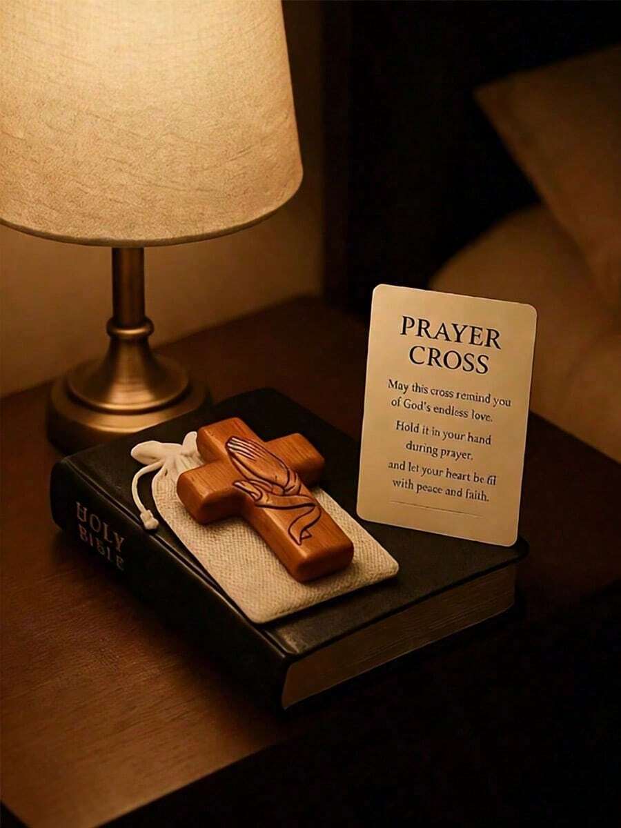 1pc/Set Prayer Cross Gift,Resin Cross Handheld Pocket Cross With Mesh Bag - Finger Relaxation Religious Gift,Inspirational Small Wooden Cross Gift,Christian Prayer Church Gift,Prayer Cross Pocket Card 3D Gift,Gift Bag For Loved OnesInspirational Gift - Multicolor - View 1