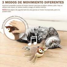 Interactive Chirping Bird Cat Toy With Flapping Wings, Non-Flying Bird Cat Toy, Simulated Flight Electric Sparrow Vibrating Hunting Pet Toy For Indoor Use (Brown Upgraded Version) - A - View 5