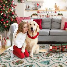 Wanfeeso Christmas Tree Pattern Area Rug – Classic Holiday Floor Carpet Featuring Beautiful Christmas Tree Motifs, Perfect For Living Rooms, Bedrooms, And Entryways - Rice - View 5