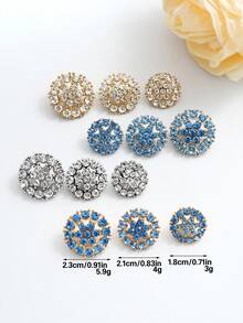 10pcs/Pack Snowflake Hollow Rhinestone High-End Metal Buttons, Suitable For Skirts, Dresses, Cardigans, Hand-Sewn Buttons, Suitable For Coats, Sweaters, Suits, Evening Gowns, Tops Decorative Buttons, Shoes And Hats Gift Boxes, DIY Accessories - Multicolor - View 9