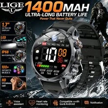 LIGE Fashion New Smart Watch 1400mAh Ultra Large Capacity, LED Flashlight, Compass, Call Answering, Water Resistant, Weather Forecast, Sports Tracking, Multi-Function Unisex Smart Sports Watch - View 1