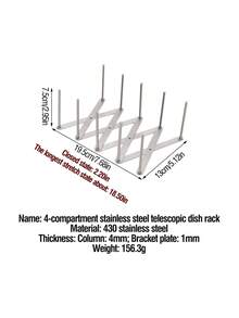1pc Expandable 430 Stainless Steel Bowl & Plate Rack, 3/4/5/6/7 Slots Optional, Kitchen Cabinet Countertop Storage Rack, Pot Lid Organizer, Cookware Divider Rack, Drill-Free Practical Kitchen Tool For Home - View 14