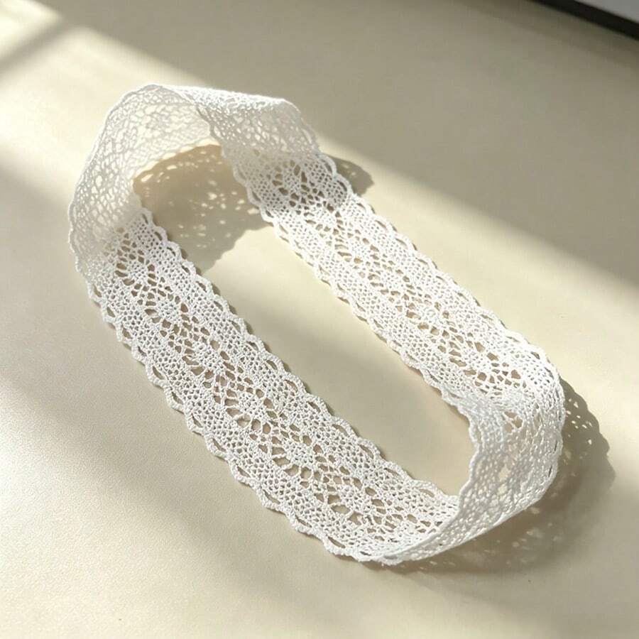 2 Yards White Hollow Lace Trim, Wavy Double-Edge Lace Ribbon, Clothing DIY Handmade Accessories - Multicolor - View 1
