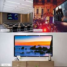 VOJCBKRE 100 Inch Outdoor Movie Projector Screen, Portable Foldable Wrinkle-Resistant 16:9 Projection Screen, Home Theater Movie Screen (With Hooks) - View 7