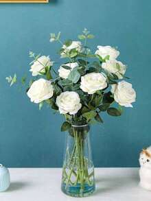 Purchase Artificial Roses, Artificial Flowers, Artificial Rose Decorations, DIY Wedding Bouquet Centerpieces, White Roses, Red Roses, Pink Roses, Blue & White Roses, Yellow Roses, Bridal Gifts, Valentine's Day Decorations, Party Decorations, Home Decor, Living Room Decor, Store Decor And Photography Props - Multicolor - View 2