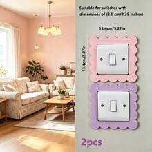 Pink Purple Wooden Switch Decorative Frame, Dust-Proof Button Switch Protective Cover, Easy To Install, Suitable For Living Room, Bedroom And Kitchen Wall Decoration, Perfect For Birthday And Wedding Scene Decoration, Great Housewarming Gift - A - View 5