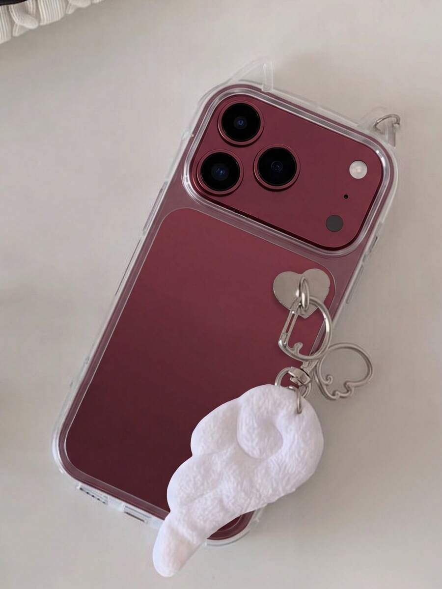 1件 Y2K 透明貓耳手機殼,適用於 iPhone 18 17 Pro Max 17 Pro Air 16 15 14 13 12 11 Pro Max Plus X XS XR 8 7,附卡通貓吊飾,軟矽膠保護殼 - 毛絨翅膀 - 查看 1