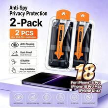 Yezodawee 2pcs Privacy Anti-Peeping Transparent Screen Protector, Full Coverage Protection, Easy Application, With Guide Frame, 9H Hardness, Anti-Fingerprint, Glossy, Non-Slip, Zero Bubbles, Auto-Adsorption, Smooth Touch, Compatible With 16/15/14/13/12/11/Pro/Plus/Promax/X/Xr/Xs - Black - View 33