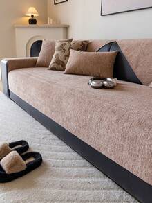 1pc Chenille Solid Color Minimalist Sofa Cushion, Premium Texture Non-Slip Sofa Back Cushion, Pet-Friendly Sofa Protector Cover, 1/2/3/4/5 Seater And Combination Sofa, All Season Use, Machine Washable Sofa Cover, Elegant Daily, Enhance Home Happiness - Coffee Brown - View 8