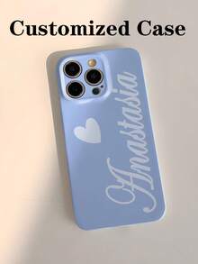 1pc Minimalist Cream Ins Style Retro Y2K Sweet Cool Girl Heart Signature Customized Color Pattern Contrast Image Name Personalized Signature Short Phrase Custom Couple Daily Commute Holiday Anniversary Exclusive Gift Phone Case Custom 2-In-1 Glossy Film Hard Shell Full Coverage Protective Cover Compatible With IPhone 11/12/13/14/15/16/17 Pro Max - Multicolor - View 3