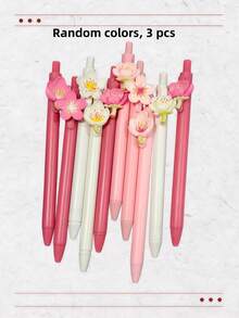 6/3/1pcs Cute 3D Flower Gel Pens, Cherry Blossom/Peach Blossom Pattern, Creative Embossed Pens, High-Quality Gel Ballpoint Pens, Student Essential, Back To School Gift, Great Choice For Students And Friends, Best Back To School Gift Choice - Cherry Blossoms - View 12
