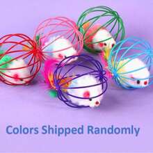 Colorful Cage Mouse Toy Set, Relieve Cat Boredom, Full Of Fun - Interactive Rolling Ball And Mouse Toys, Let Your Cat Have A Great Time. 1/2/5 Random Colors - A - View 5