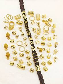 220pcs Gold Hair Accessories, Loc Jewelry For Braids, Women's Hair Jewelry, Metal Hair Ring For Dreadlocks Hair Braid Decoration(Without Box) - Gold - View 4