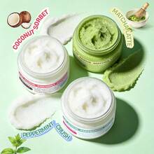 Hllozzi 3pcs 50g Coconut + Mint + Matcha Lip Scrub Contains Sucrose, Coconut Oil, And Beeswax To Moisturize And Brighten Lips, Remove Dryness And Dead Skin, And Has A Refreshing Scent. Suitable For All Skin Types, It Makes A Convenient Everyday Gift. - Coconut + Mint + Matcha - View 3