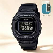 Casio Retro Small Square Resin Strap Quartz Movement Watch (Free Screen Protector With Purchase) - Black - View 1