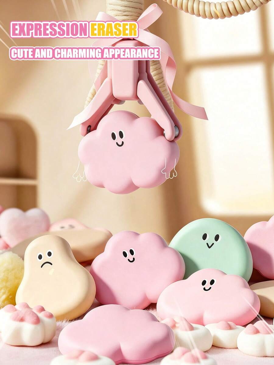 The New Set Of Erasers For Stationery Comes In A Variety Of Colors. It Includes A Cute Cartoon Cloud-Shaped Eraser And A Non-Slip Eraser - Multicolor - View 1