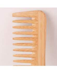 1pc Wide-Tooth Bamboo Wood Hair Comb, Nano Bamboo Wide-Tooth Comb For Detangling And Styling - Multicolor - View 3