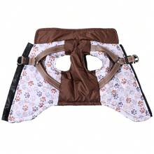 2-IN-1 Thickened Reflective Jacket & Harness For Pets Autumn/Winter Warm Paw Print Coat Dog Windproof Outdoor Clothes Suitable For Small Medium Dogs - Multicolor - View 8