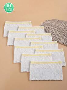 10pcs/Pack CARER Mesh C-Section Recovery Underwear, Elastic Care Shorts, High Waist Disposable Maternity Panties - White - View 16