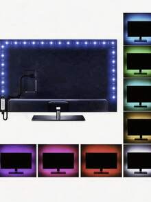 USB Powered RGB LED Light Strip, TV Backlight Strip, Color Changing Ambient Light, Suitable For TV, Computer Monitor, Home Theater Decoration, And Decorative Ambient Light Strip For Room, Living Room And Cabinet - Multicolor - View 2