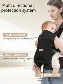 Infant Carrier For Young Babies, Front-Facing Baby Carrier, Front And Back Dual-Use Lightweight Baby Carrier For Outings - Black - View 6