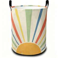 1PC Bohemian Colorful Sunflower Laundry Basket Large Foldable Hamper Portable Storage Organizer With Handles Boho Home Decor Bedroom Closet Linen Container Collapsible Washing Clothes Basket Household Essential - Multicolor - View 7