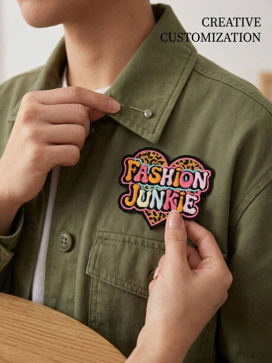 6/1pc Heart-Shaped "FASHION" Embroidered Patch, Suitable For Trucker Hats, Jeans, Jackets, Bags And Backpacks, Essential Embroidery Decoration Accessory For Small Startups - Multiple Styles - View 1