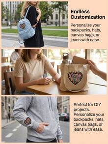 6/1pc Heart-Shaped "FASHION" Embroidered Patch, Suitable For Trucker Hats, Jeans, Jackets, Bags And Backpacks, Essential Embroidery Decoration Accessory For Small Startups - Multiple Styles - View 6