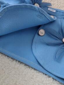 2pcs Baby Girl Cute Mori Style 3D Flower Short Jacket & Dress Set With Beret Hat, Elegant Princess Style - Blue - View 8