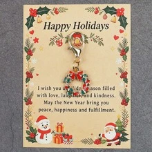 5pcs/10pcs Christmas Enamel Keychain Charms, Santa Snowman Tree Candy Cane Wreath Pendant, Holiday Gift With Greeting Card For Bag Decoration - Multicolor - View 4