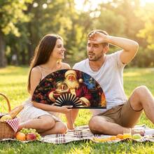1pc Women's Folding Hand Fan, Printed With Santa Claus Holding A Crystal Ball, Christmas Tree, Gifts And Other Christmas Elements, Fashionable Folding Fan, Kung Fu Fan Accessory, Lightweight Creative Design, Dance Fan, Party Folding Fan, Holiday Gift Folding Fan - A - View 4