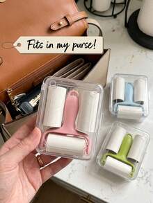 One Convenient Mini Lint Roller Set - 1 Handle + 3 Replacement Rollers, Strong Adhesion, Suitable For Pet Hair Removal, Reusable Handle, No Electricity Required, Suitable For Pets/Clothes/Car Carpets/Car Seats, Christmas Gift, Car Accessories. - Multicolor - View 4