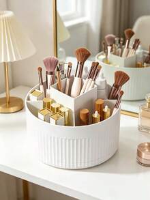 1pc 360° Rotating Makeup Organizer, Transparent Cosmetic Display Rack, Large Capacity Vanity Storage Organizer, Suitable For Lipstick, Brushes, Cream, Eyeshadow, Nail Polish And Jewelry, Desktop, Bathroom, Vanity Makeup Storage Box - Multicolor - View 13