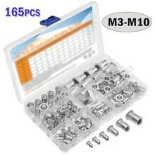 2Set (165pcs/Set) Nutsert Aluminum Rivet Nut Metric Blind Threaded Nuts Nutserts M3-M10 - Flat Head Knurled Rivet Nut - View 6
