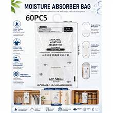 1-60PCS/SET Hanging Moisture Absorber Bag, 500ml Unscented Closet Dehumidifier, Visible Water Collection Desiccant For Wardrobe And Bathroom - Multicolor - View 20