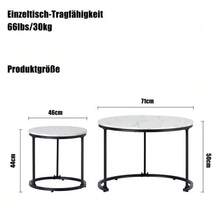 Round Coffee Table Set Of 2, Nesting Side Tables For Living Room - Marble + MDF - View 5