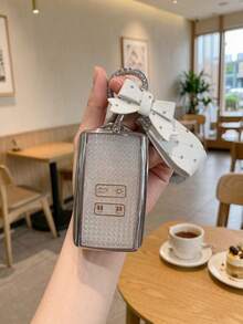 1PC New High-End Rhinestone Bow Key Chain Compatible With Dongfeng Renault Koleos Key Cover, Koleos 2022 Model Renault Car Fashion Women's Protective Shell Buckle Bag, Durable TPU, Ideal Gift - Multicolor - View 4