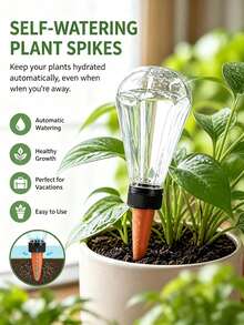 New Large Capacity Automatic Plant Watering Device, Transparent Self-Absorbing Water Ball With Clay Tip, Slow-Release Drip Irrigation Plug For Potted Plants, Hands-Free Watering Tool For Home Gardening - Multicolor - View 8